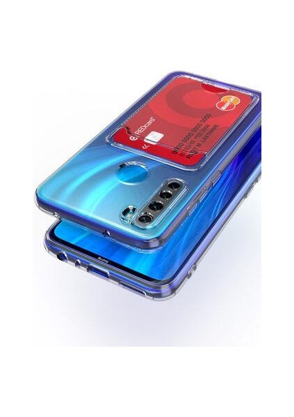 Xiaomi Redmi Note 8 Kılıf Kartlıklı Şeffaf Setra Clear Silikon Kapak