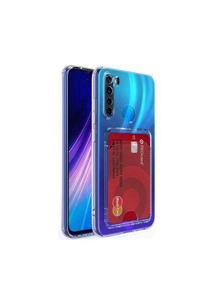 Xiaomi Redmi Note 8 Kılıf Kartlıklı Şeffaf Setra Clear Silikon Kapak