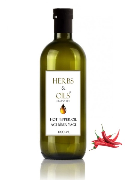 Herbs & Oils Hot Pepper Oil Cold Press Acı Biber Yağı 1000 ml  Soğuk Sıkım