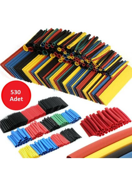 Makaron Seti 530 Adet Isı Polyolefin Shrink Boru - Isıyla Daralan Makaron