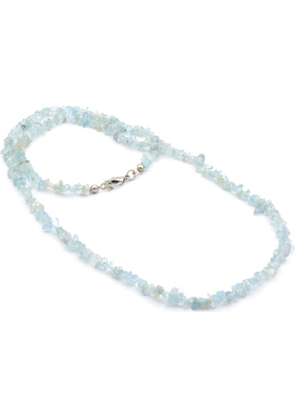 Hakiki Doğal Kırık Taş Akuamarin Kolye 1.kalite Doğal Taş