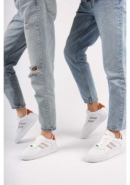 Unisex Garantili Ortopedik Hafif Esnek Sağlam Sneaker Spor Ayakkabı CNS.176 Beyaz Oranj modelleri