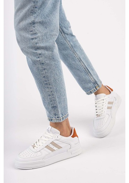 Unisex Garantili Ortopedik Hafif Esnek Sağlam Sneaker Spor Ayakkabı CNS.176 Beyaz Oranj indirimleri
