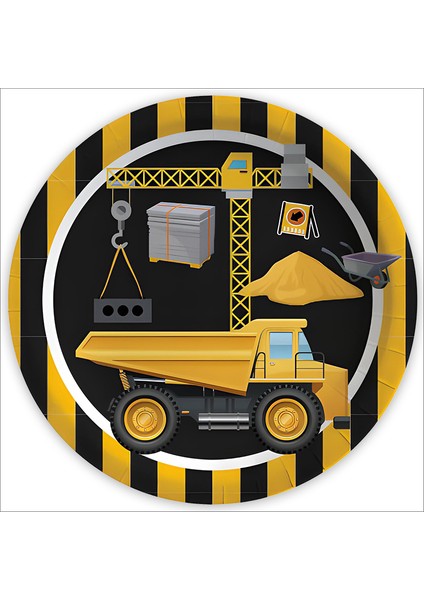 Inşaat Partisi Karton Tabak - 23CM x 8 Adet