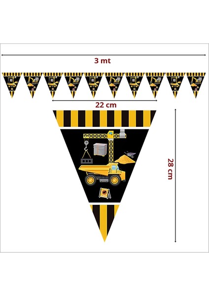 Inşaat Partisi Üçgen Bayrak Flama - 3 mt fiyatları