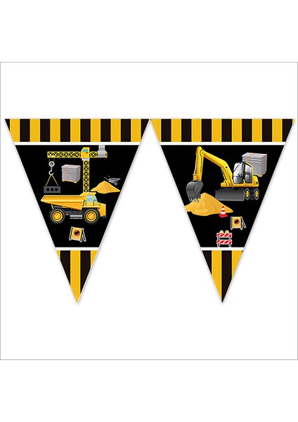 Inşaat Partisi Üçgen Bayrak Flama - 3 mt modelleri