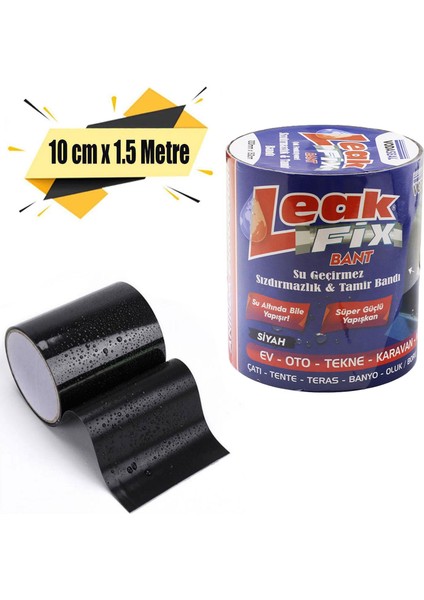 Tamir Bandı Siyah Suya Dayanıklı Su Geçirmez Sızdırmaz Bant 10 cm x 1.5 Metre