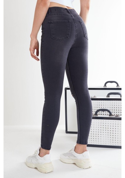 Füme Diz Yırtık Skinny Jean Dar Paça Kot Pantolon (Dar Kalıp L Bedene Uygun Değildir) fiyatları
