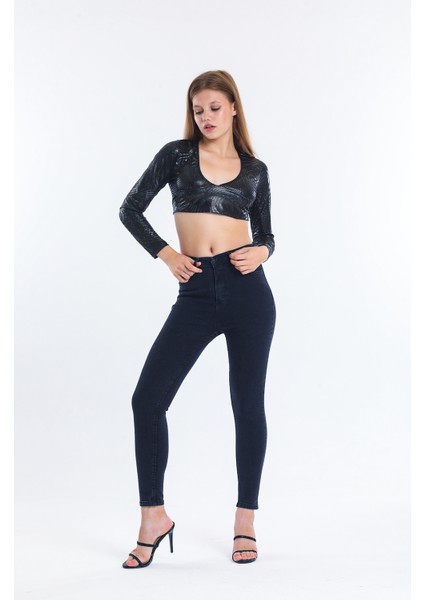 Füme Dar Paça Kot Pantolon Toparlayıcı Slim Fet Jean