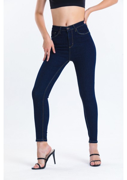 Lacivert Dar Paça Kot Pantolon Toparlayıcı Slim Fet Jean fiyatları