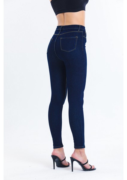Lacivert Dar Paça Kot Pantolon Toparlayıcı Slim Fet Jean fırsatları