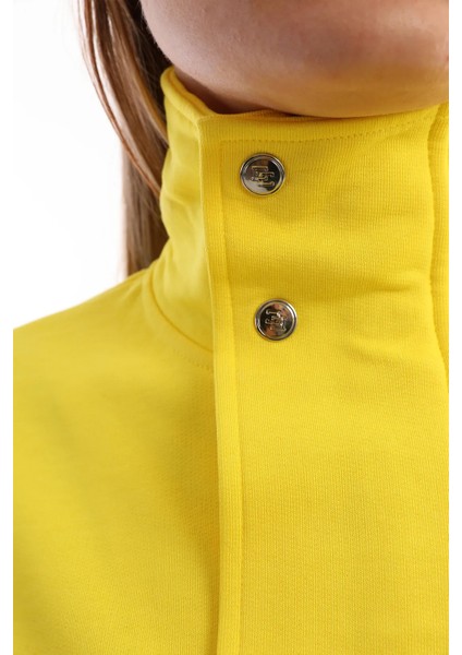Fermuarlı Çıt Çıtlı Kadın Sweatshirt Sarı