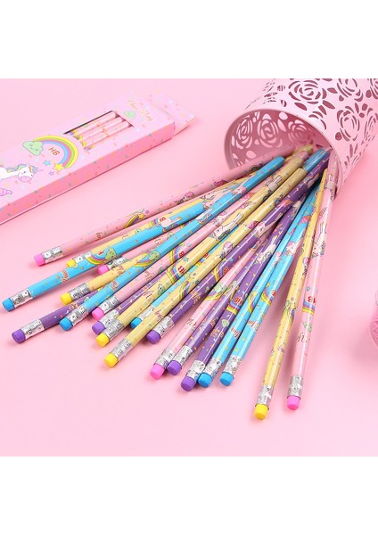 12 Adet/takım Karikatür Unicorn Kalem Hb Kroki Öğeleri Çizim Kırtasiye Öğrenci Okul Ofis Malzemeleri Çocuklar Hediyeler modelleri