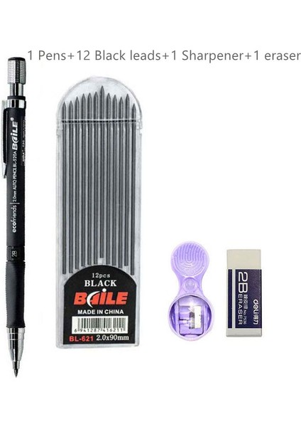 2.0mm Mekanik Kurşun Kalem Seti 2b Mekanik Kurşun Kalem