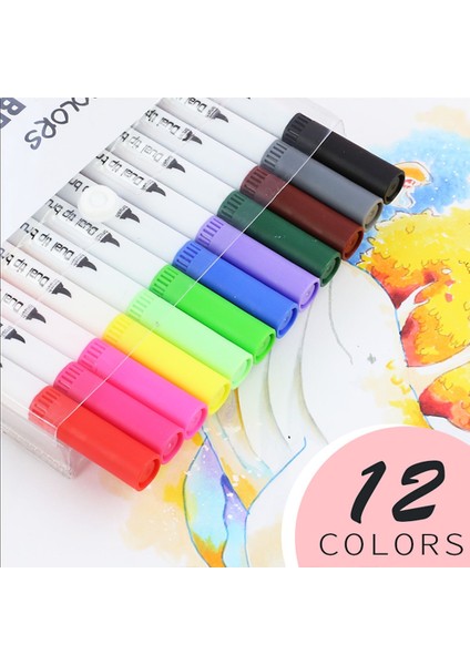 Renkli Sanat Kroki Işaretleyici Çizim Seti Çift Kafa Suluboya Fırçası