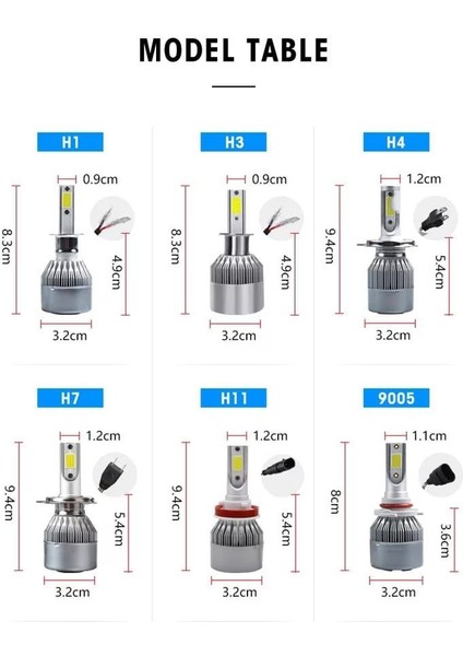 LED Xenon 2 Adet H8-H9 LED Xenon 46W 8600LM 6500K Far Ampülü Seri =t-T-Xen
