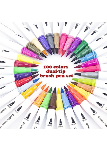 Renkli Sanat Kroki Işaretleyici Çizim Seti Çift Kafa Suluboya Fırçası indirimleri