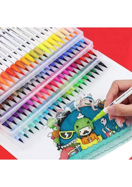 Renkli Sanat Kroki Işaretleyici Çizim Seti Çift Kafa Suluboya Fırçası fiyatları