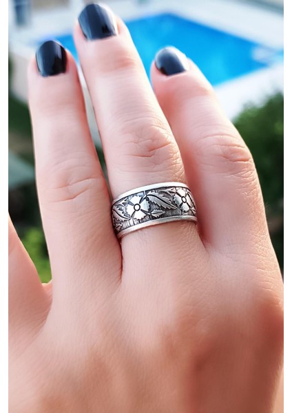 Yaprak Desenli Erkek Yüzük Gümüş Kaplama Ayarlanabilir El Yapımı Erkek Yüzük fiyatları