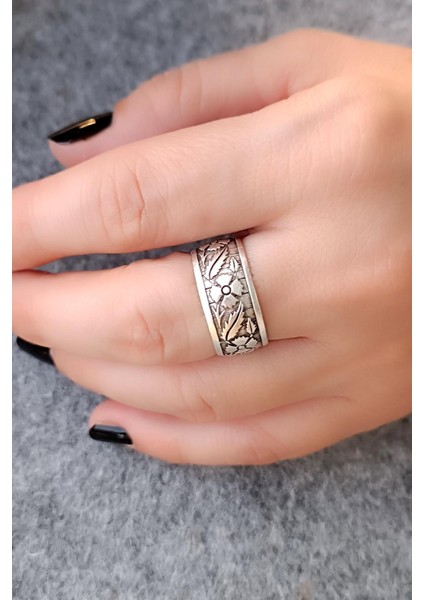 Yaprak Desenli Erkek Yüzük Gümüş Kaplama Ayarlanabilir El Yapımı Erkek Yüzük modelleri