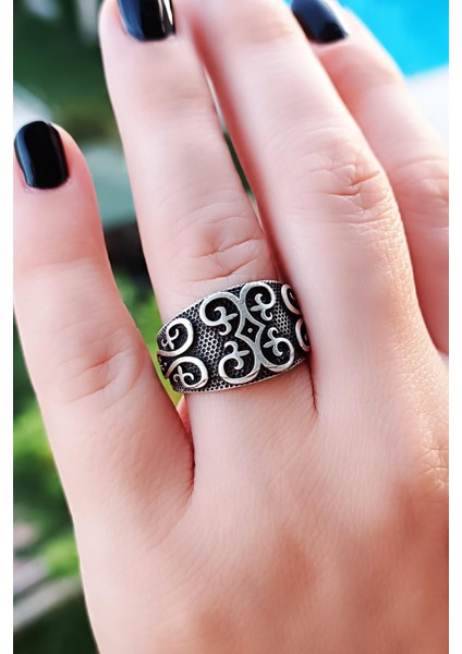 Motif Şekilli Erkek & Kadın Yüzük Gümüş Kaplama Ayarlanabilir El Yapımı Unisex Yüzük modelleri