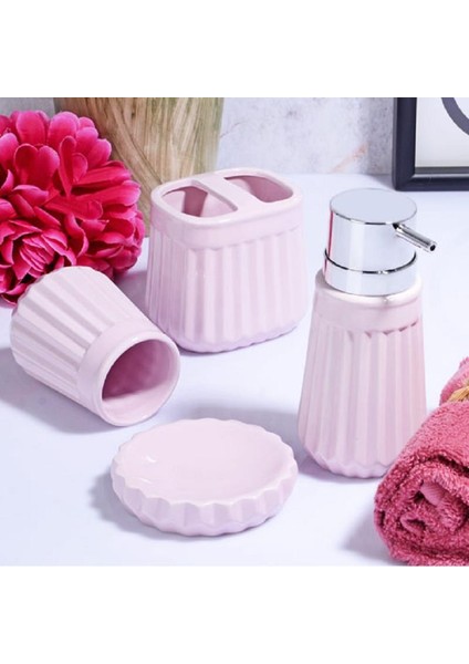 Ksv Stonware 4 Lü Banyo Seti Takımı - Sıvı Sabunluk Seti MSB-06888