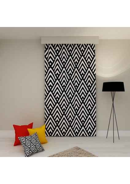 Paredora Geometrik Üçgenler Tek Kanat Fon Perde