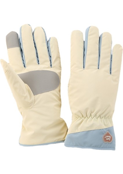 Sonbahar ve Kış Kayak Eldivenleri Kadın Sıcak Artı Kadife Açık Su Geçirmez Kaymaz Bisiklet Eldivenleri (Yurt Dışından)