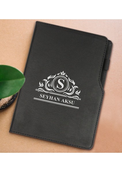 Gift Kişiye Özel Isimli Siyah Termo Deri Not Defteri 15X21CM-12