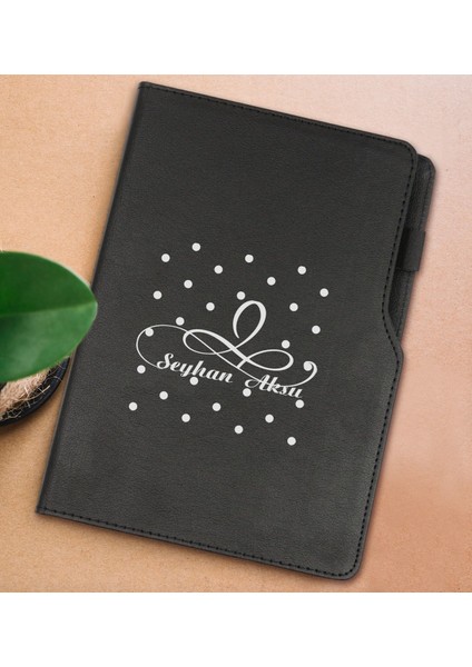 Gift Kişiye Özel Isimli Siyah Termo Deri Not Defteri 15X21CM-4