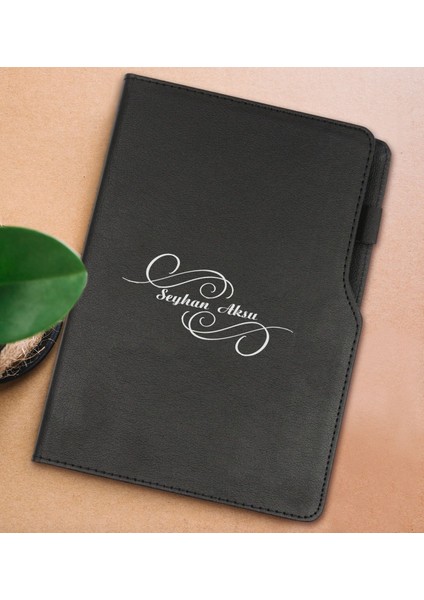 Gift Kişiye Özel Isimli Siyah Termo Deri Not Defteri 15X21CM-3