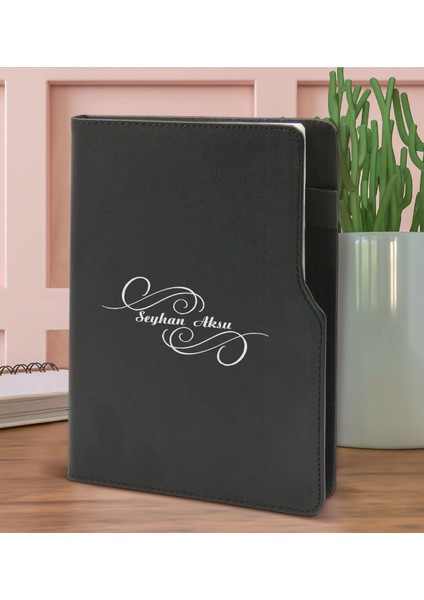 Gift Kişiye Özel Isimli Siyah Termo Deri Not Defteri 15X21CM-3 fiyatları