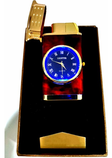 Quartz Saatli Çakmak+Kutusu