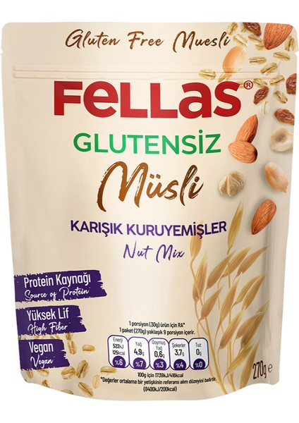 Glutensiz Müsli - Karışık Kuruyemişli 270 gr