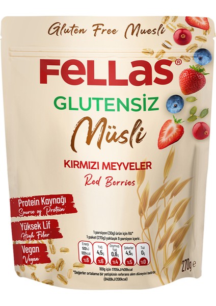 Glutensiz Müsli - Kırmızı Meyveli 270 gr