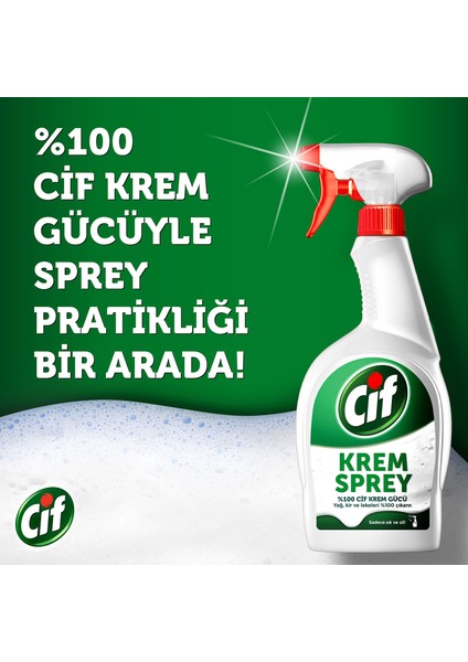 Krem Sprey 750 ml + Cif Krem Yüzey Temizleyici Limon 750 ml + Cif Zemin Uzman Beyaz Sabun 895 ml
