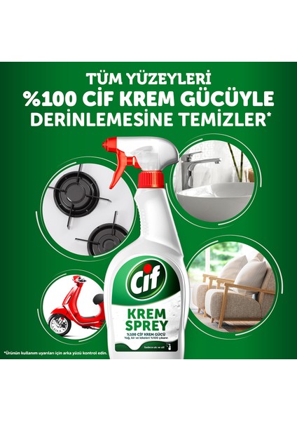 Krem Sprey 750 ml + Cif Krem Yüzey Temizleyici Limon 750 ml + Cif Zemin Uzman Beyaz Sabun 895 ml