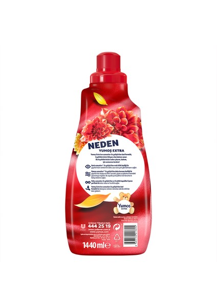 Extra Konsantre Çamaşır Yumuşatıcısı Renkliler Için Amber 60 Yıkama 1440 ml X3 Adet