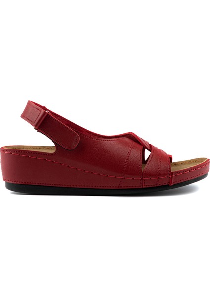 Kadın Anatomik Sandalet Dolgu Topuklu Rahat Kullanım 1817 Kırmızı Welsoft Malzeme fırsatları