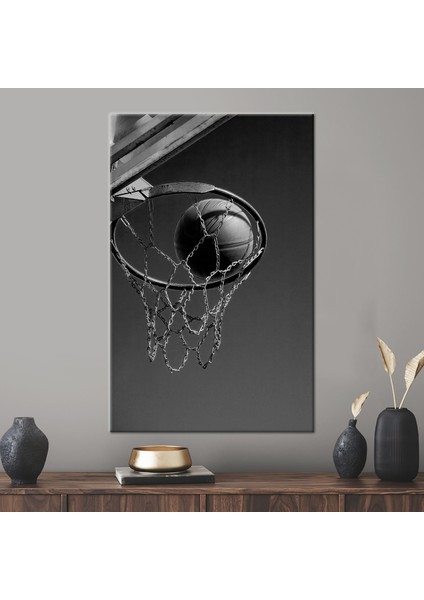 1 Parça Kanvas Tablo Basketbol Çember Poster Basketbol Topu Duvar Dekoru