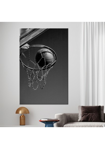 1 Parça Kanvas Tablo Basketbol Çember Poster Basketbol Topu Duvar Dekoru