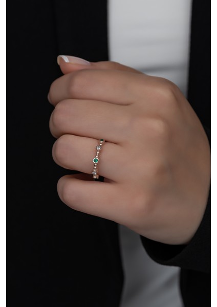 Gümüş Prenses Yüzük. Renkli Taşlı Ayarlanabilir Ölçü. Rose Gold Kaplama 925 Ayar Gümüş