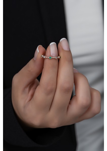 Gümüş Prenses Yüzük. Renkli Taşlı Ayarlanabilir Ölçü. Rose Gold Kaplama 925 Ayar Gümüş