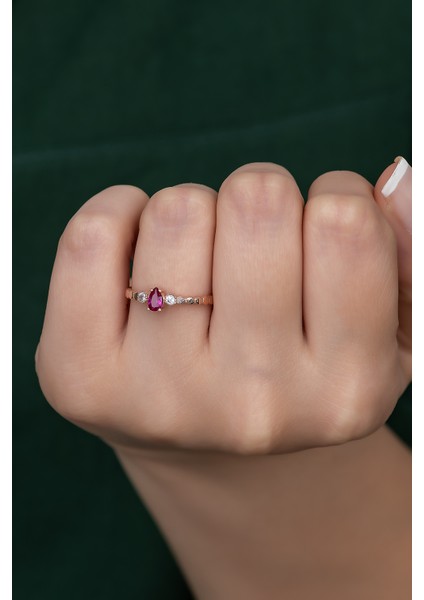 Gümüş Prenses Yüzük. Renkli Taşlı Ayarlanabilir Ölçü. Rose Gold Kaplama 925 Ayar Gümüş fiyatları