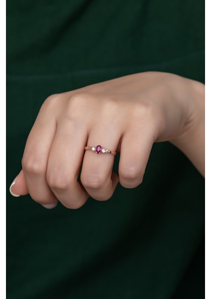Gümüş Prenses Yüzük. Renkli Taşlı Ayarlanabilir Ölçü. Rose Gold Kaplama 925 Ayar Gümüş modelleri