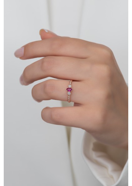 Gümüş Prenses Yüzük. Renkli Taşlı Ayarlanabilir Ölçü. Rose Gold Kaplama 925 Ayar Gümüş fiyatları