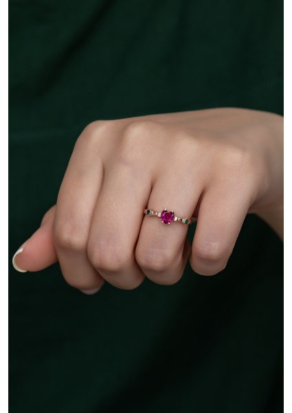 Gümüş Prenses Yüzük. Renkli Taşlı Ayarlanabilir Ölçü. Rose Gold Kaplama 925 Ayar Gümüş fırsatları