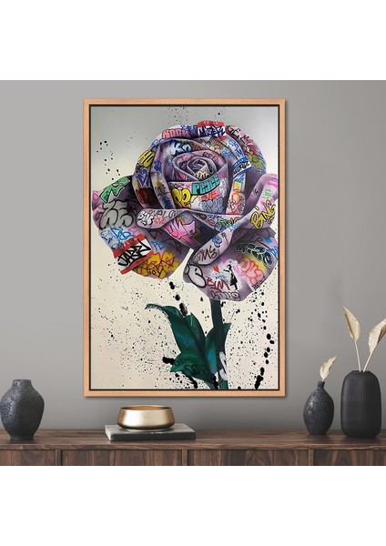 1 Parça Naturel Çerçeveli Kanvas Tablo Soyut Kanvas Dekor Banksy Kanvas Graffiti Hediye Kanvas