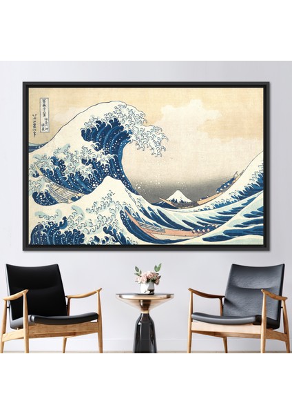 1 Parça Siyah Çerçeveli Kanvas Tablo Kaba Deniz Dalga Soyut Deniz Kanvas Sanatı Çağdaş Kanvas