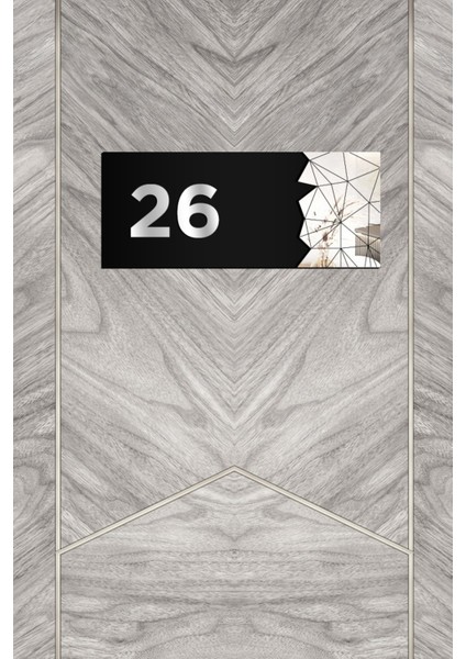 Dekoratif Aynalı Kapı Numarası Pleksi No: 26, Gümüş